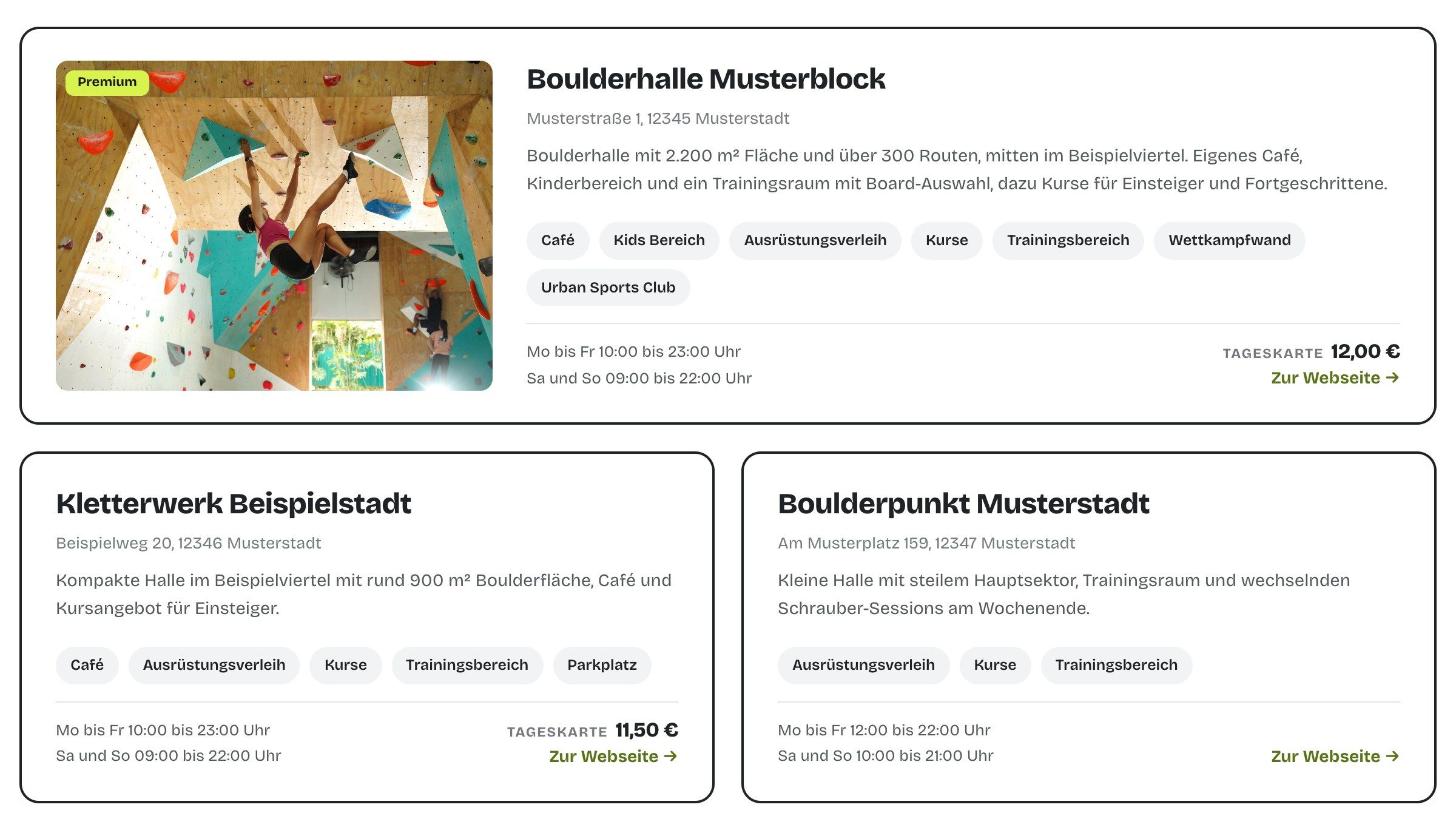 Premium-Karte in der Stadtübersicht